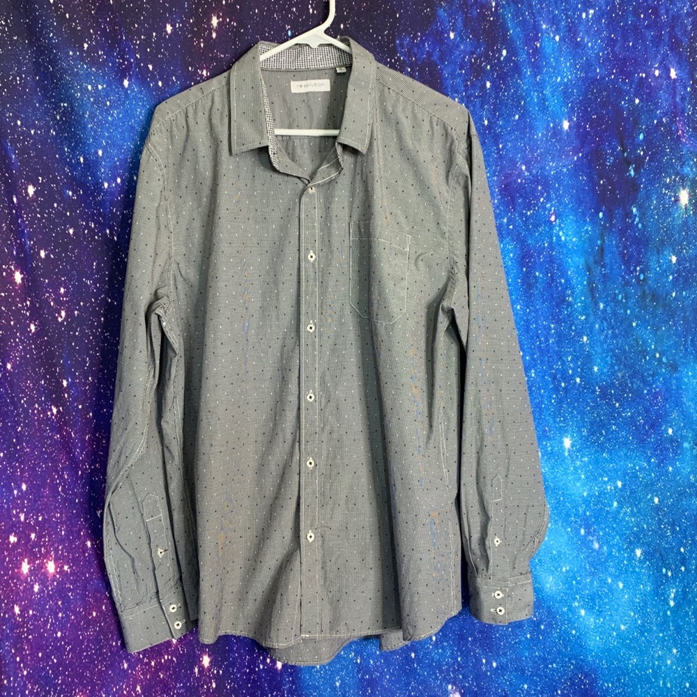 Resolution-Black & White Button Down Shirt X-Large
